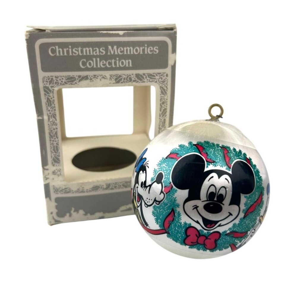 Vintage Walt Disney Productions 1977 Christmas Ball Ornament Mickey Donald Goofy